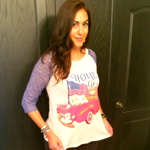 NWT! USA T-Shirt in Lace (Home Grown Print) - Picture 3 of 4